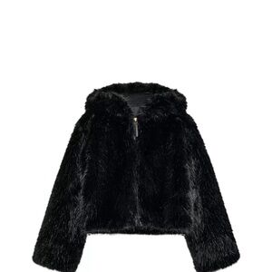 Zara black faux fur